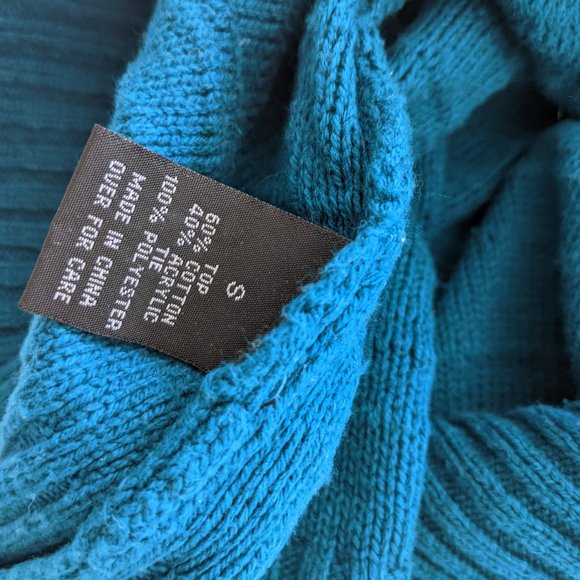 Teal v-neck bow sweater - Picture 2 of 6